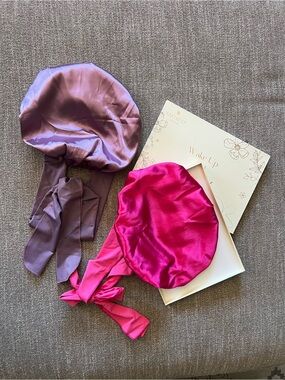 Satin Sleep Bonnet Duo - Fuchsia & Lavender